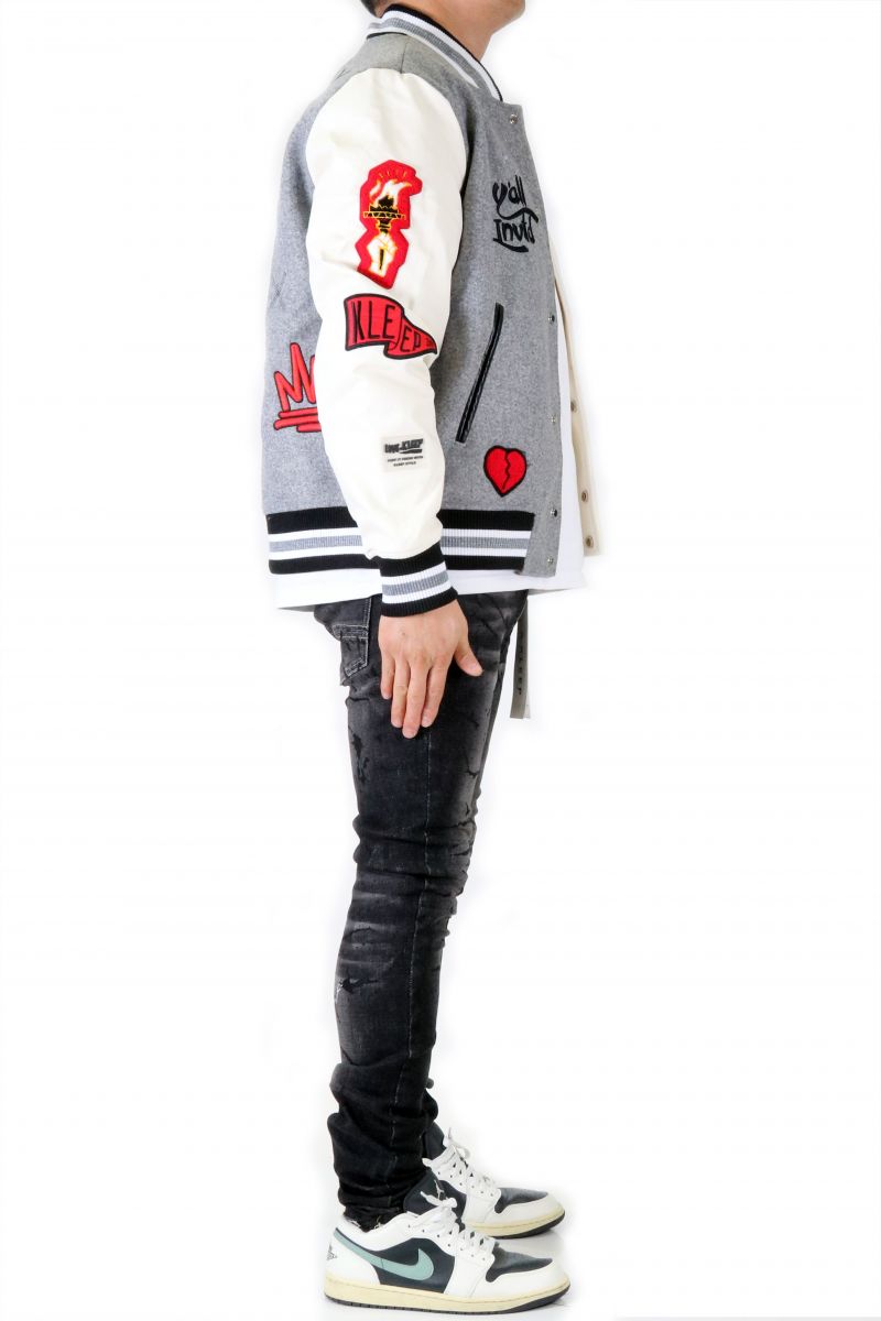 Klp Boxy KLEEP CAPELLA Men's Melton Body with Faux Leather Sleeve Varsity Jacket ...
