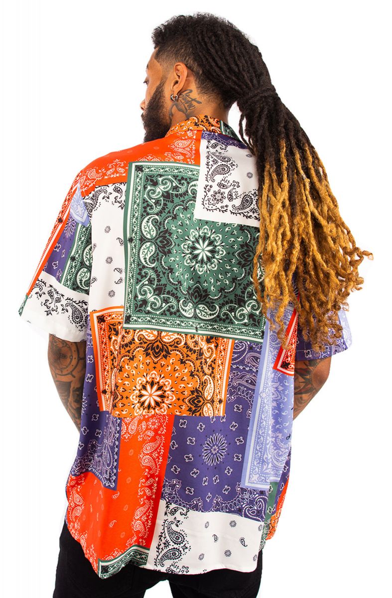 bandana print button up