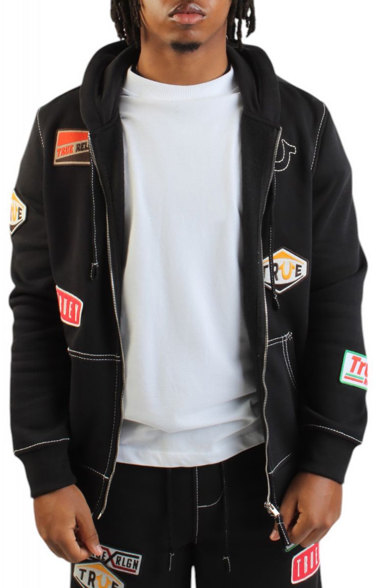 TRUEReligionジップパーカー TRUE RELIGION BIG T PATCH ZIP HOODIE 109016-1001 - Karmaloop