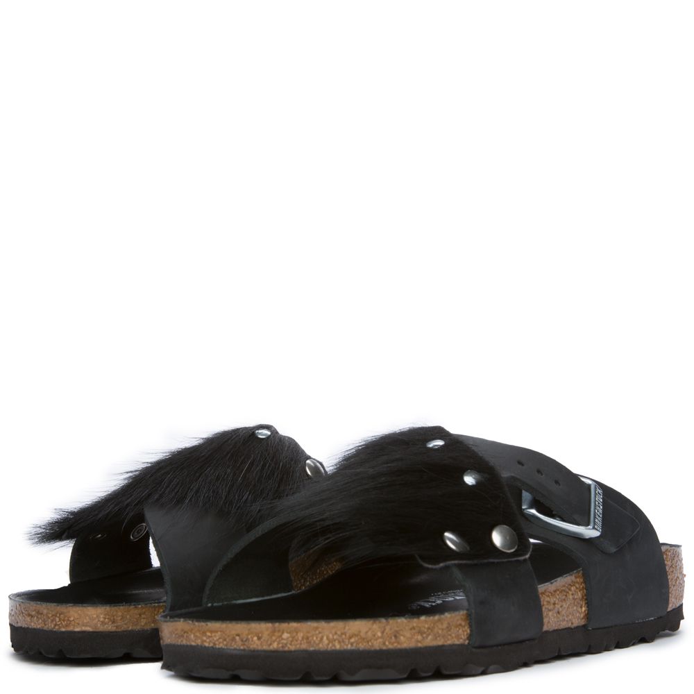 BIRKENSTOCK Guam Fur Sandal BLACK-BLACK 1006425 -