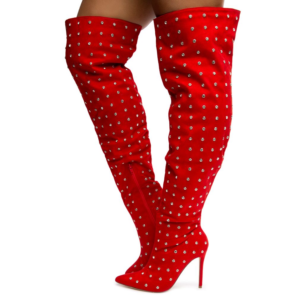 bedazzled thigh high boots