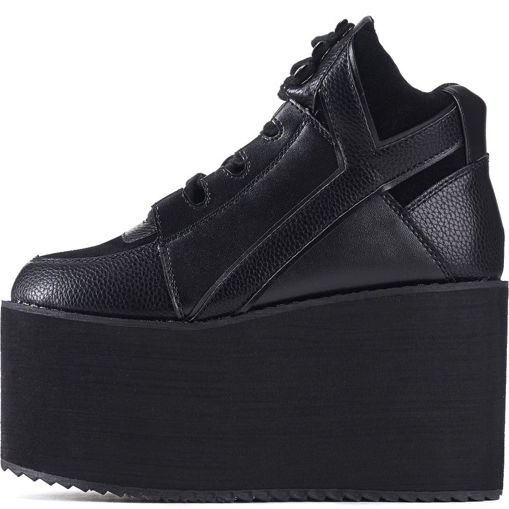 YRU Y.R.U. for Women: Qozmo Hi Black Platform Sneakers QOZMO HI BLACK ...