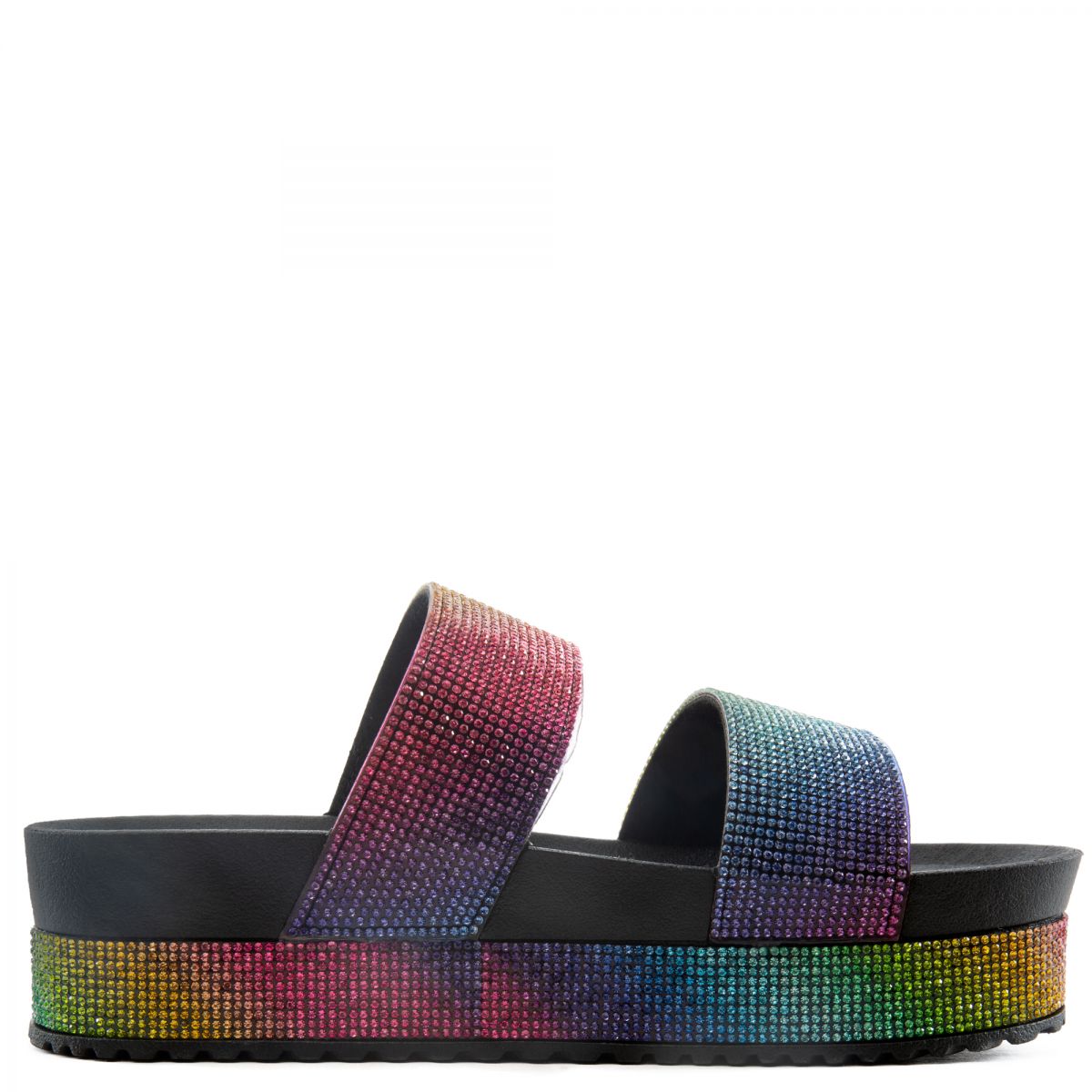 LILIANAS SHOES Buffy-1 Rhinestone Band Platform Slides BUFFY-1-MLT - Karmaloop