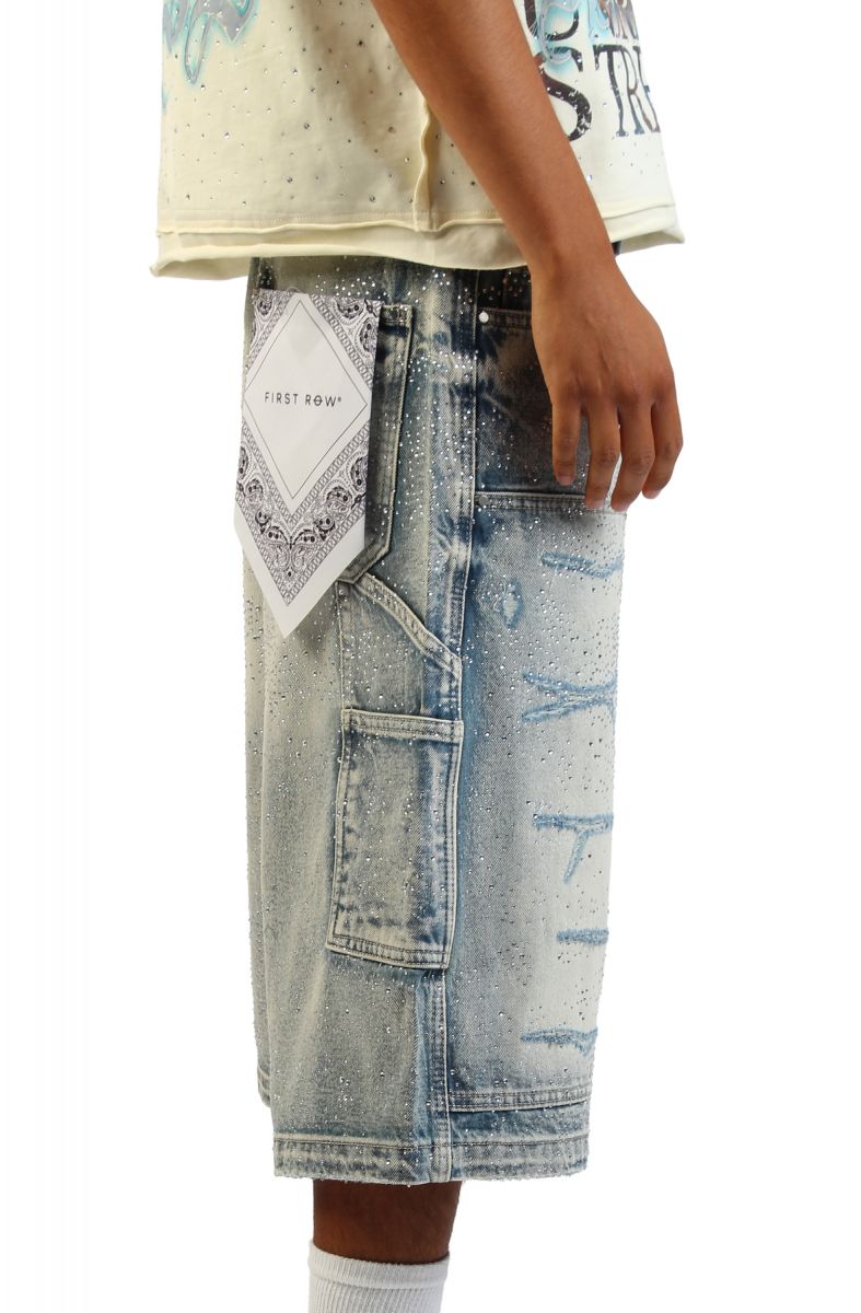 FIRST ROW Rhinestone Denim Jort Shorts FRS3024-TINT - Karmaloop