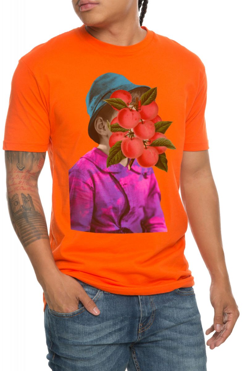 pink and orange graphic tee