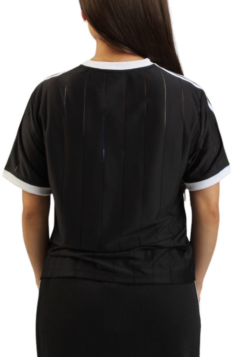 ★adidas★ 3S Pinstripe Tee Black IX5505 Adidas - 3-Stripes Pinstripe T-Shirt in Black - IX5505 – Voo
