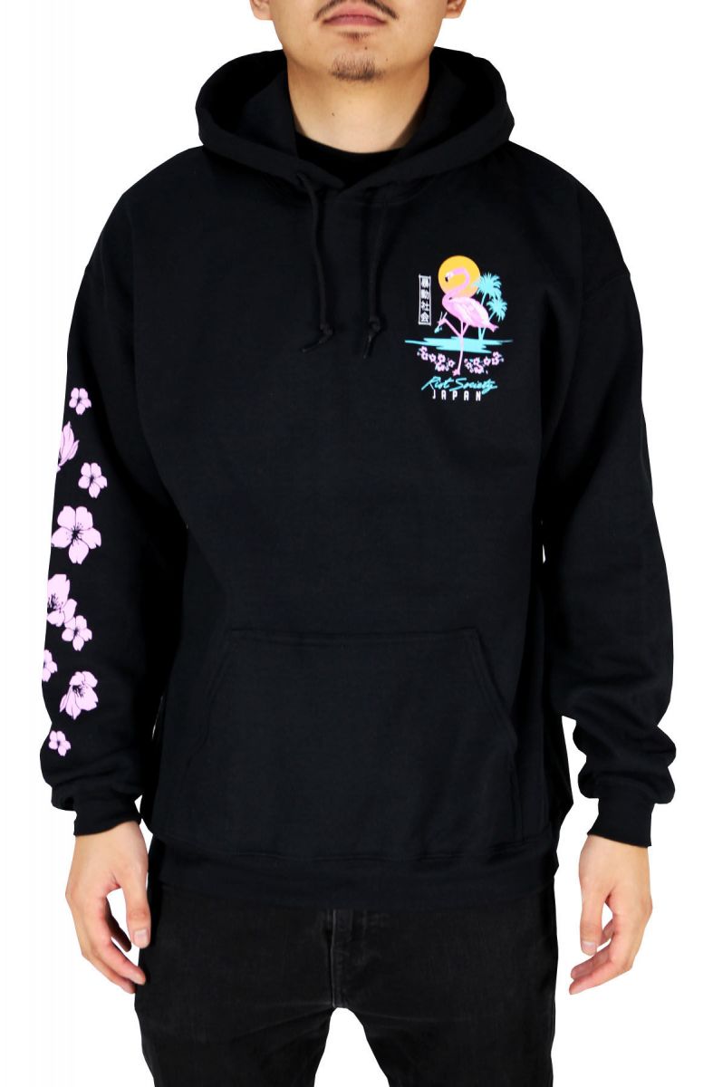 flamingo blossom mens hoodie