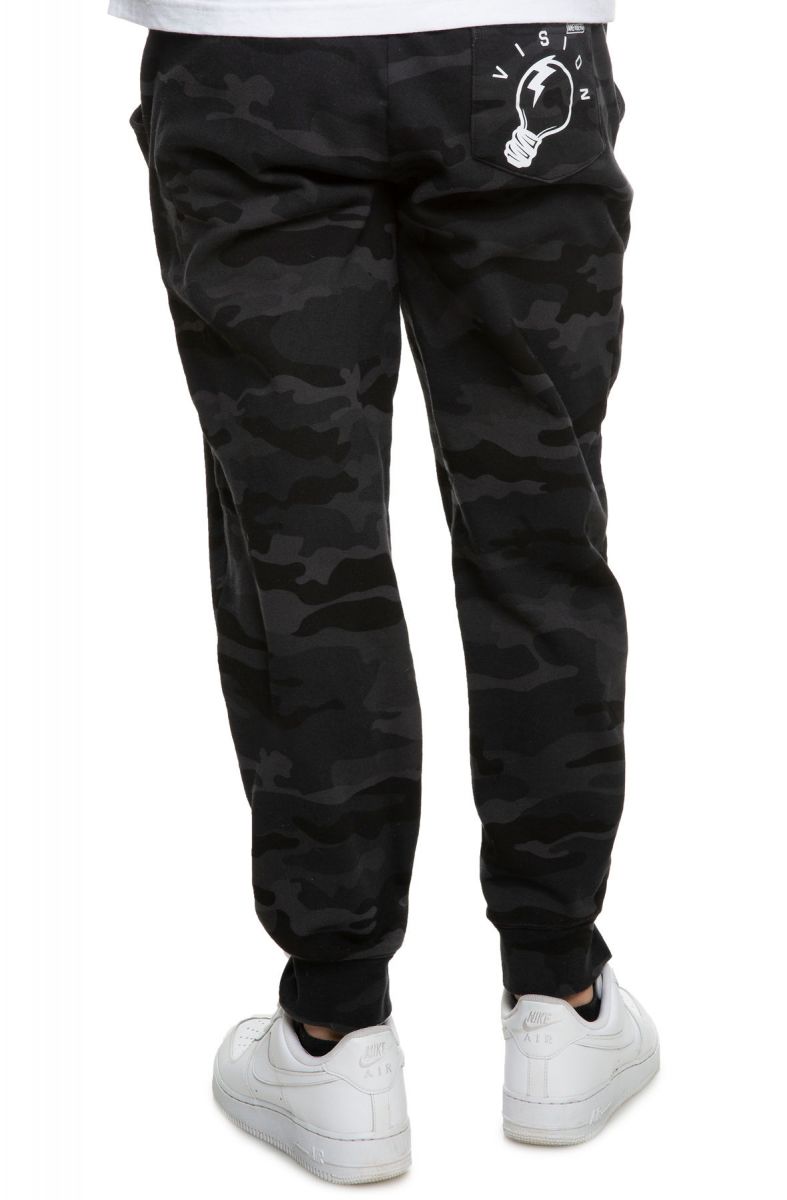 camo joggers black and white