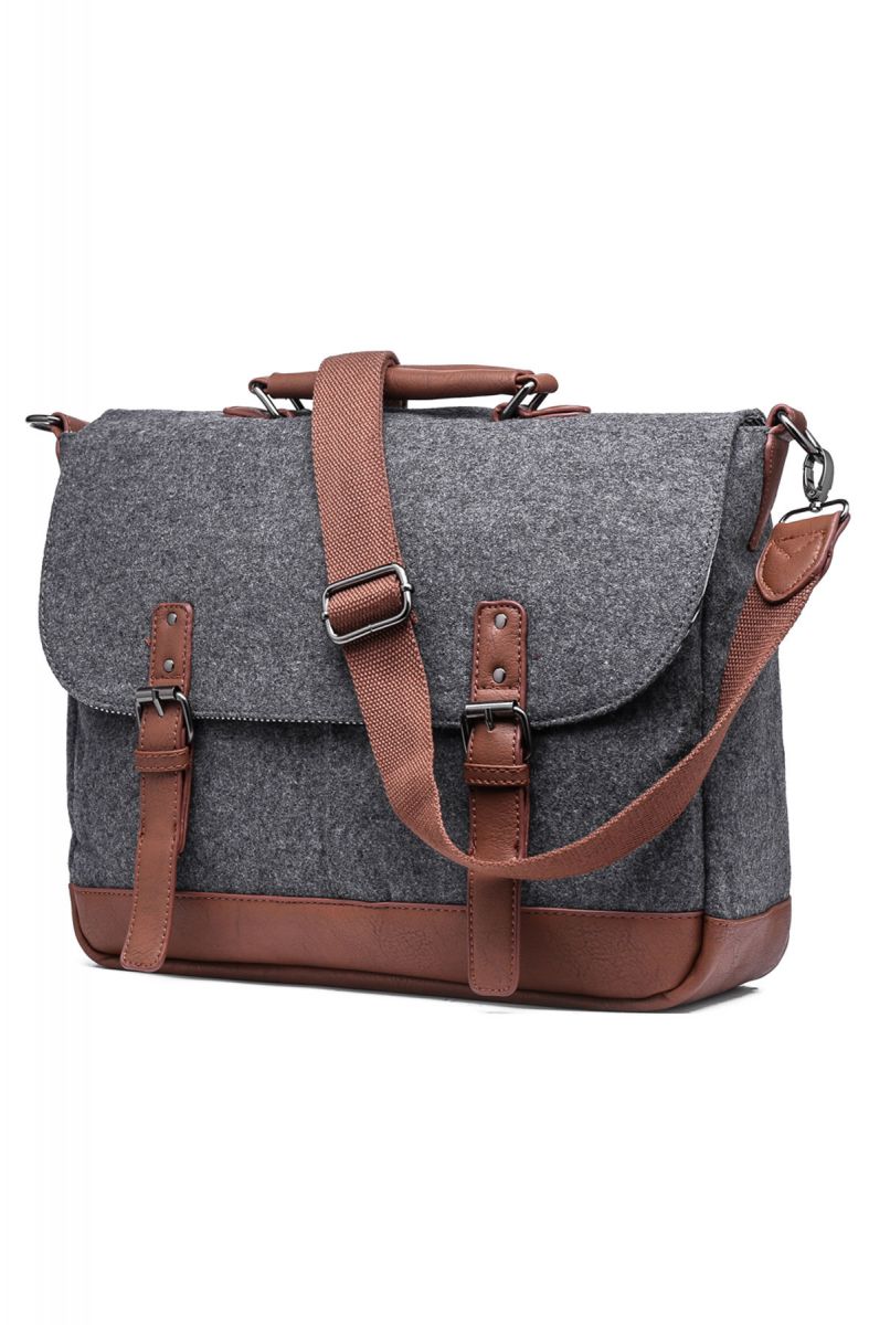 mens grey messenger bag