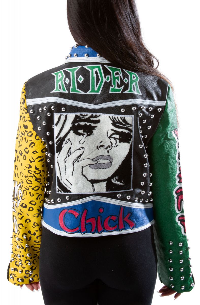 ジャケット・アウター Ayaka AZALEA WANG Cry Baby Leather Jacket CRYBABY-BLU-MUL - Karmaloop