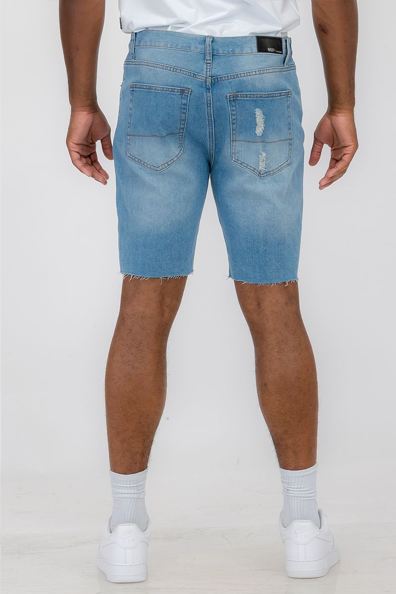 Stretch Washed Distressed Denim Shorts main image 1
