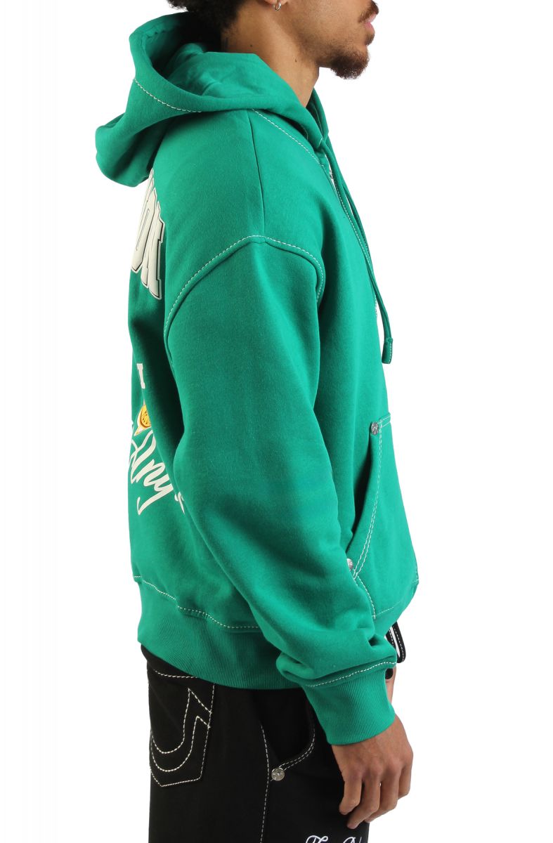 TRUE RELIGION Logo Crest Big T Boxy Zip-Up Hoodie 110150-3087