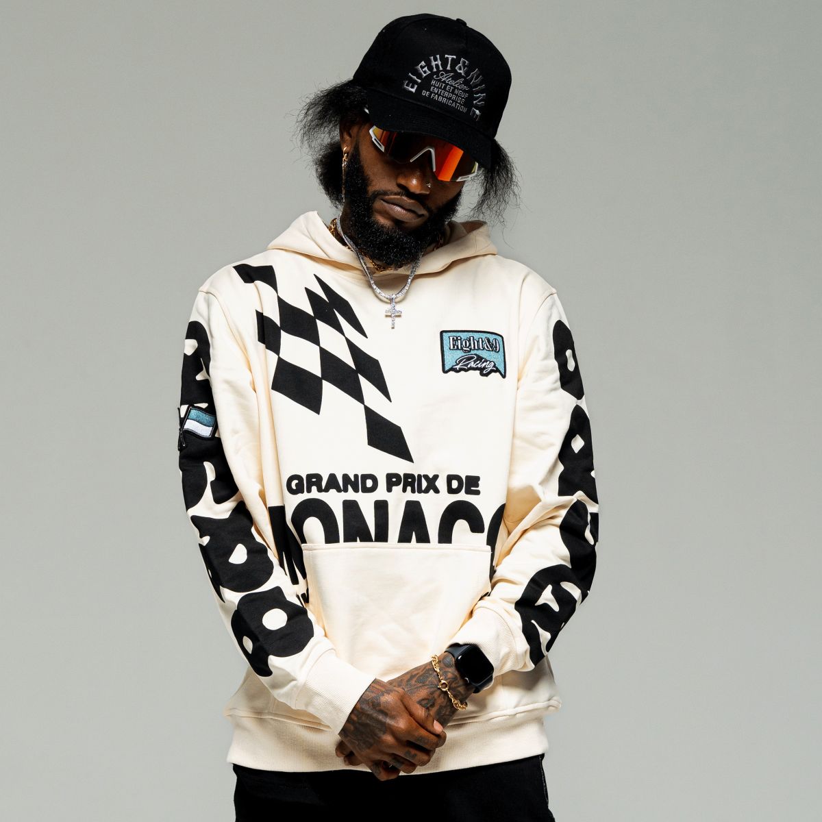 8&9 MFG CO. Grand Prix Pullover Hoodie Cream HSGRACRM-CREAM