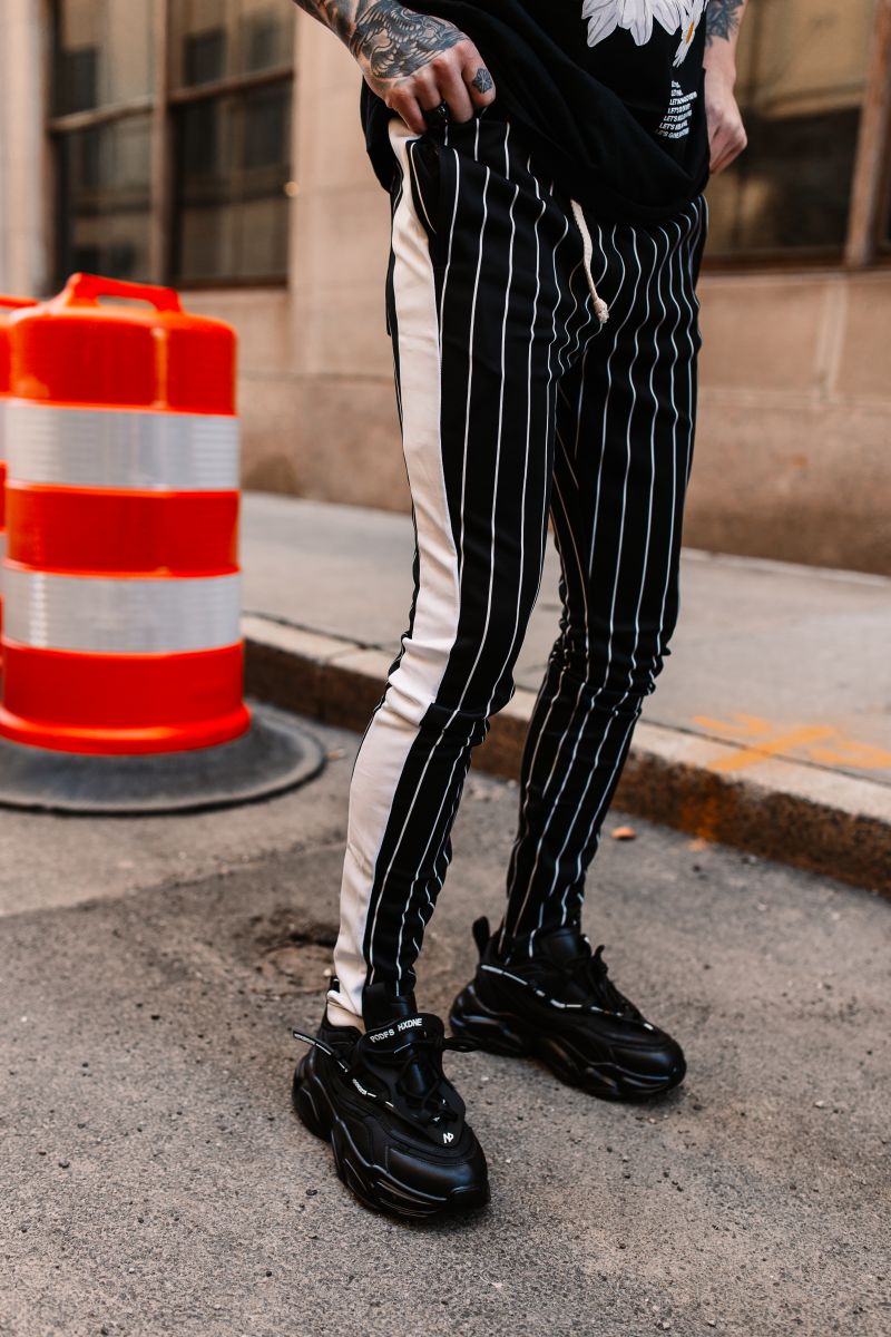 WEIV Cleat Pin Stripe Track Pant P127-BLACK - Karmaloop