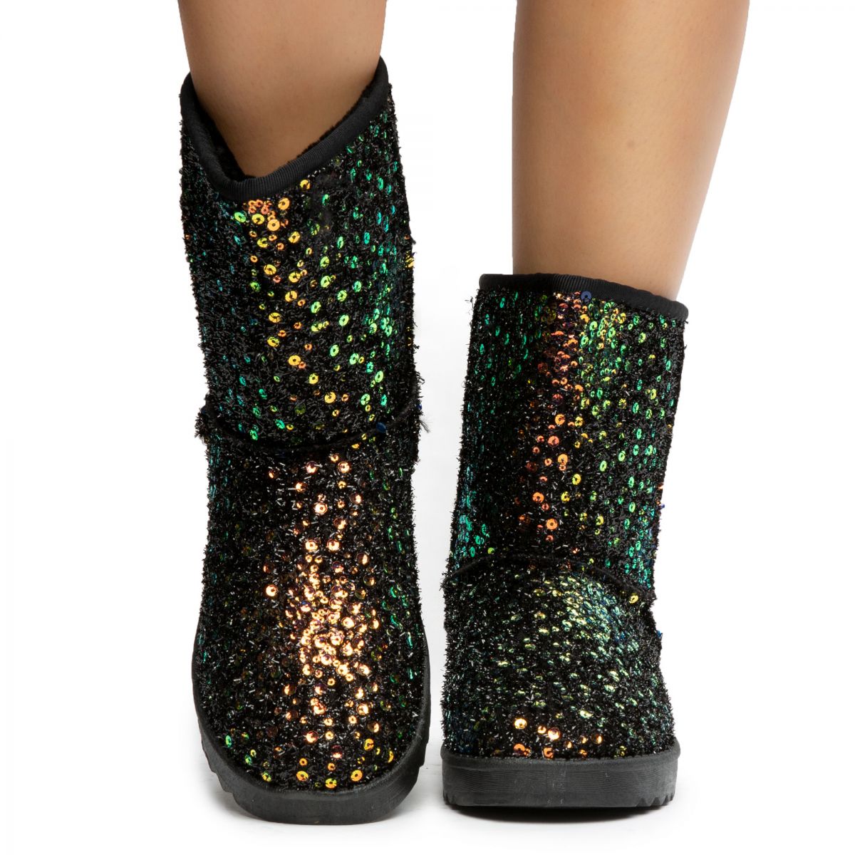 green sequin booties