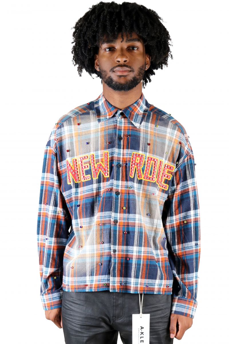 KLEEP SUIFU Long Sleeve Washed Flannel Crop Top Button Down Shirt