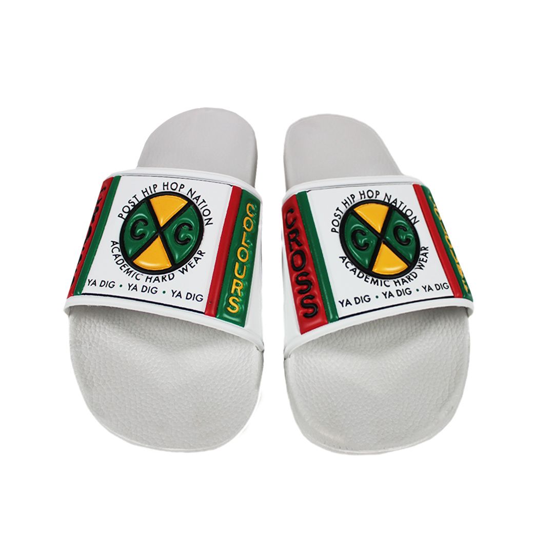 CROSS COLOURS Label Logo Slides - White C314LBS-WHT-WHITE - Karmaloop