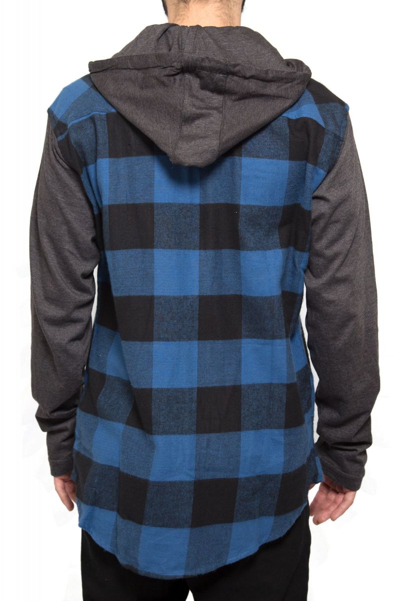 SPOILED PEASANTS Hoodie Flannel Shirt / Blue TG22-35-2-1000 - Karmaloop