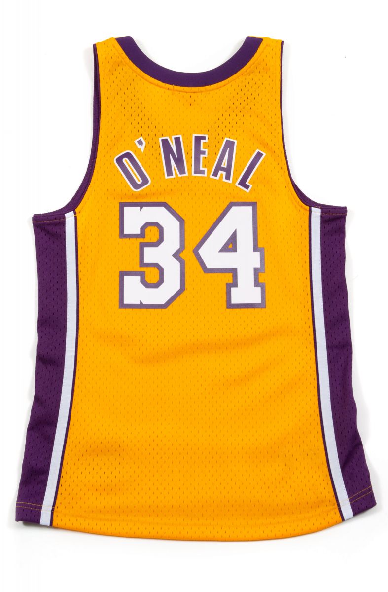 Shaquille O'Neal Signed Los Angeles Lakers Mitchell & Ness Gold