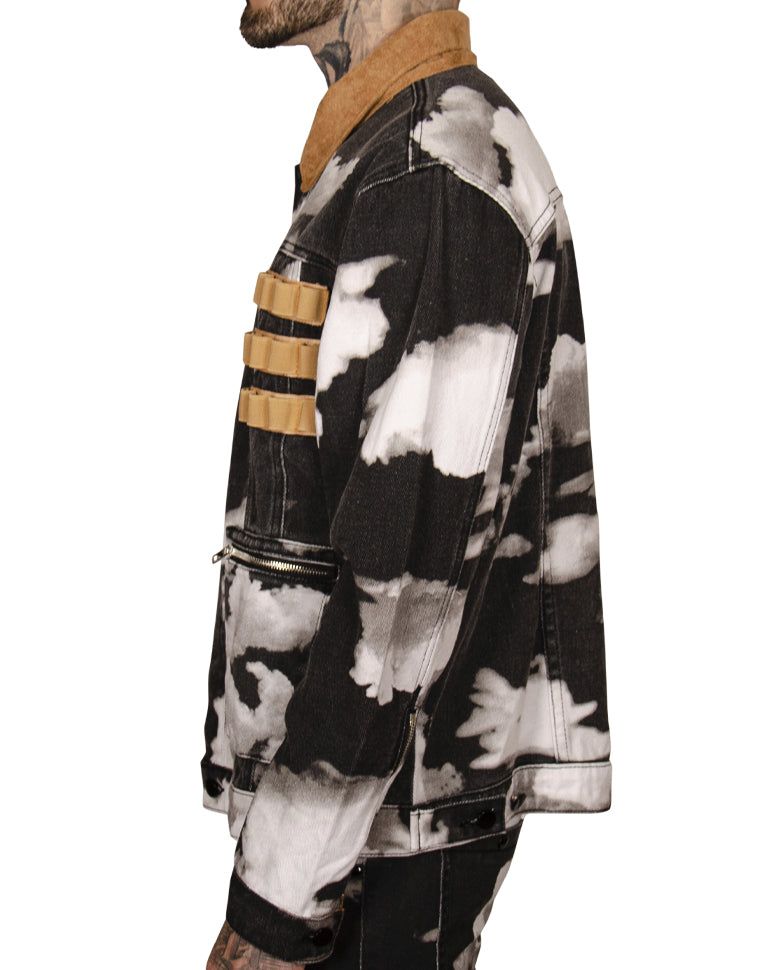 THE HIDEOUT CLOTHING + Rifle Cloud Bleached Denim Jacket HDTCLTHNG ...