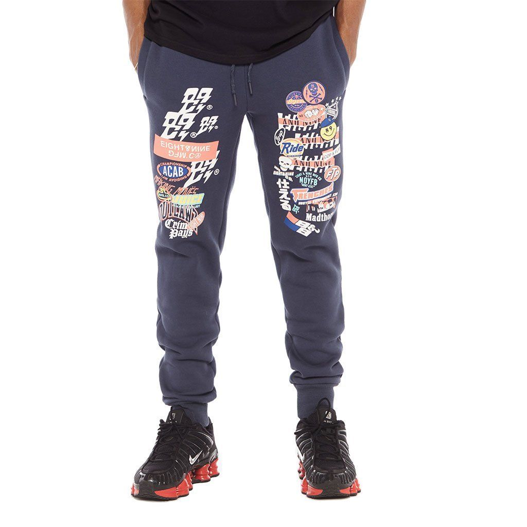 8&9 CLOTHING Garage Built 2.0 Mens Sweatpants Navy SPGBNVY - Karmaloop