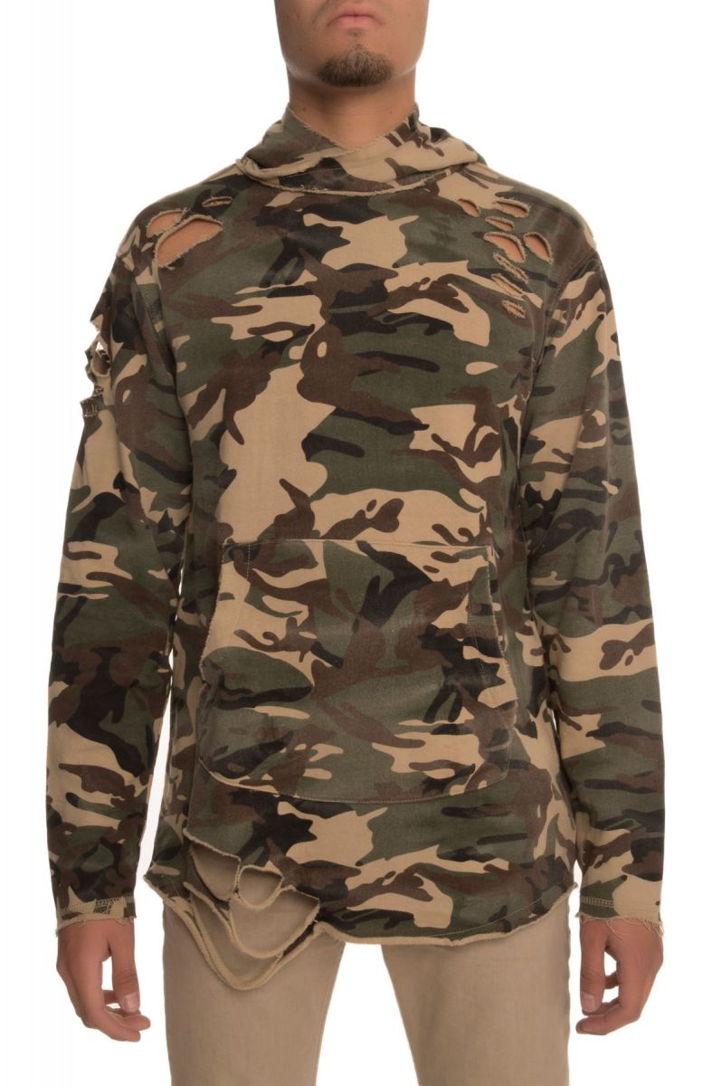 distressed camo hoodie