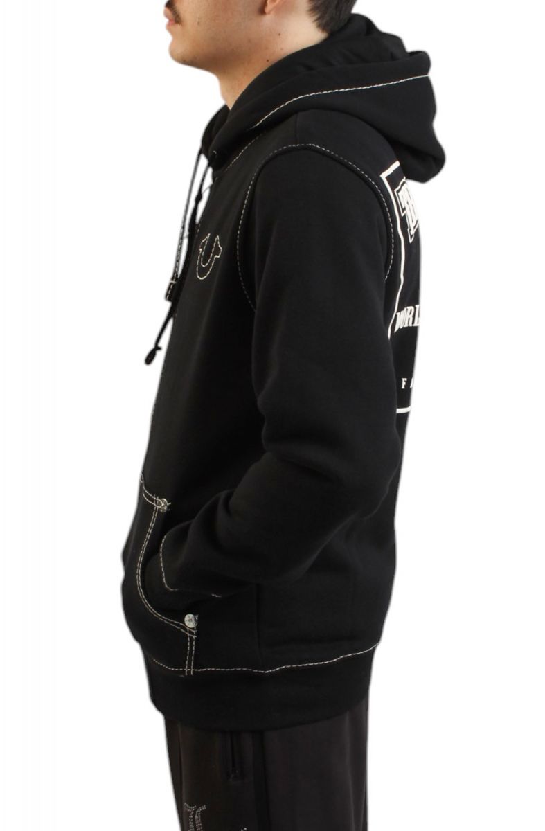 TRUE RELIGION Big T Zip Hoodie 105753-JETBLK - Karmaloop