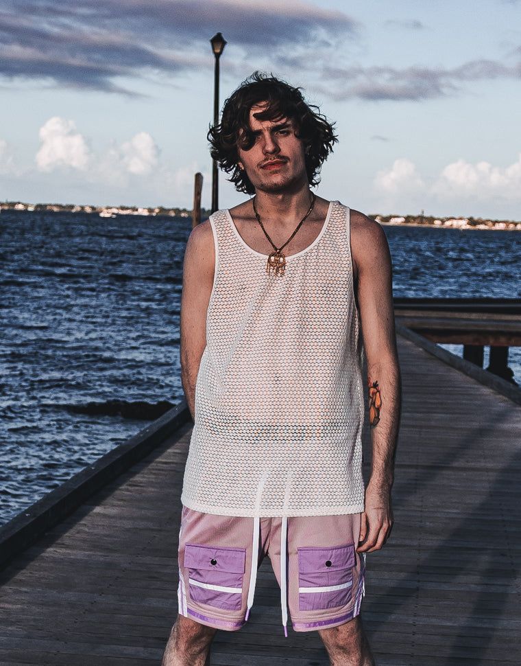 THE HIDEOUT CLOTHING Lavender Mesh Ganzie String Vest