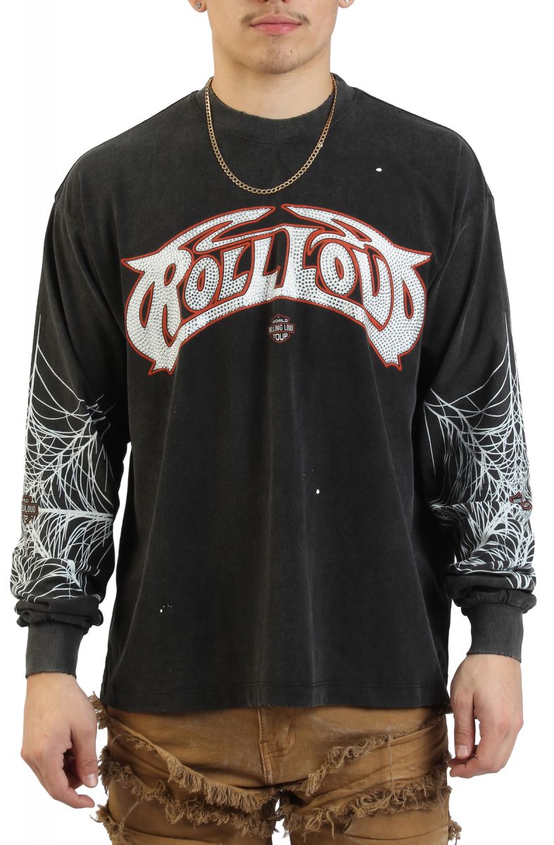 ROLLING LOUD KTOP Rhinestone Long Sleeve T-Shirt RLF25-LS-003-WBLK