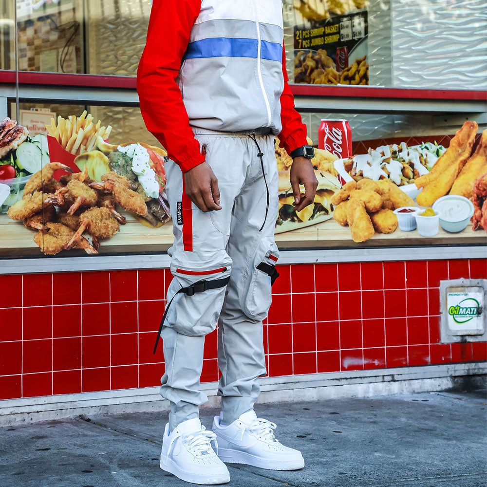 8&9 MFG CO. Campaign Nylon Pants Grey RD PSCAMGRYR-RED - Karmaloop