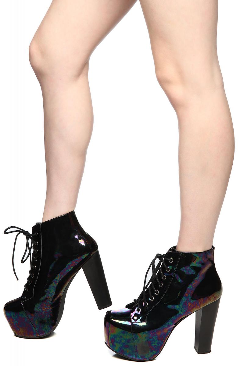 Jeffrey Campbell Shoe Lita in Iridescent Black