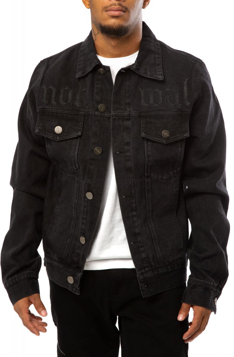 black embroidered jean jacket