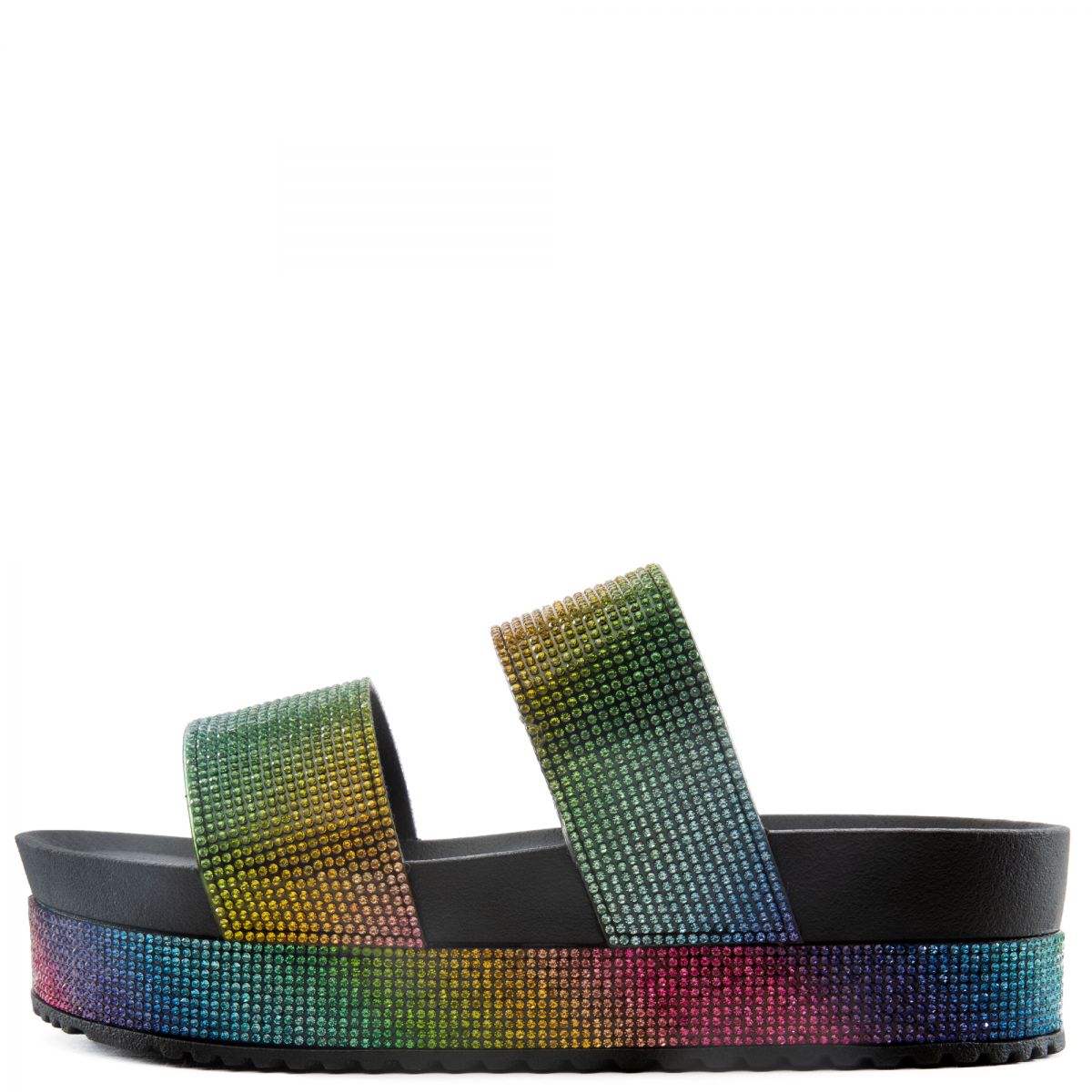 LILIANAS SHOES Buffy-1 Rhinestone Band Platform Slides BUFFY-1-MLT - Karmaloop