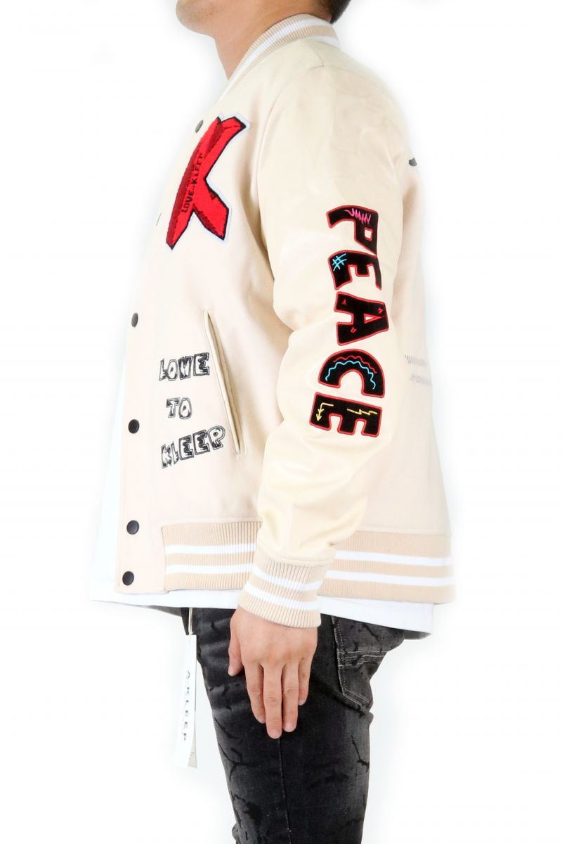 Klp Boxy KLEEP VUE Men's Melton Body with Faux Leather Sleeve Varsity Jacket KLP ...