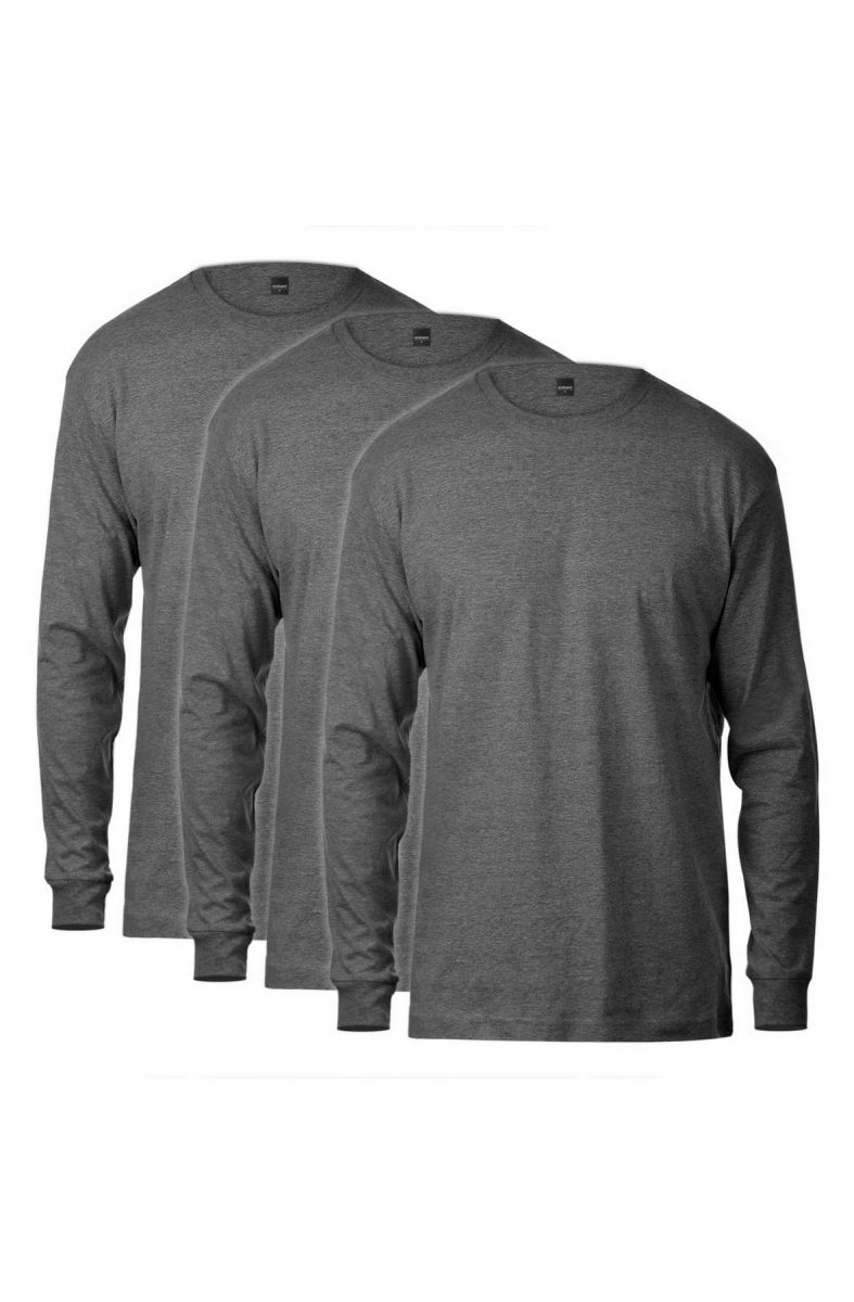 SEIZE&DESIST Basic Long Sleeve Tee 3 Pack (Charcoal) SD1053-3PK-CHRCL ...