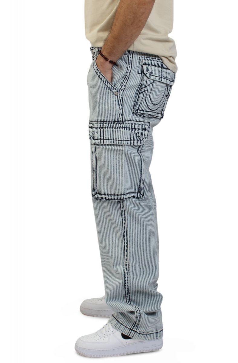 TRUE RELIGION Hickory Stripe Baggy Cargo Pant 107887-IIDH - Karmaloop