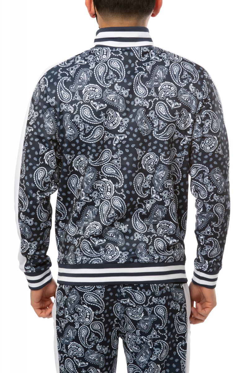 FBRK Paisley Track Jacket 911-511NAVY - Karmaloop