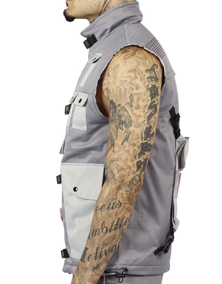 HIDEOUT YK Tech Utility Puffer Vest HDTCLTHNG-A48574-CIRCUITGREY ...