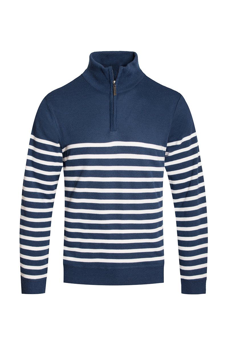 WEIV QUARTER ZIP STRIPED SWEATER NR2007-NAVY - Karmaloop