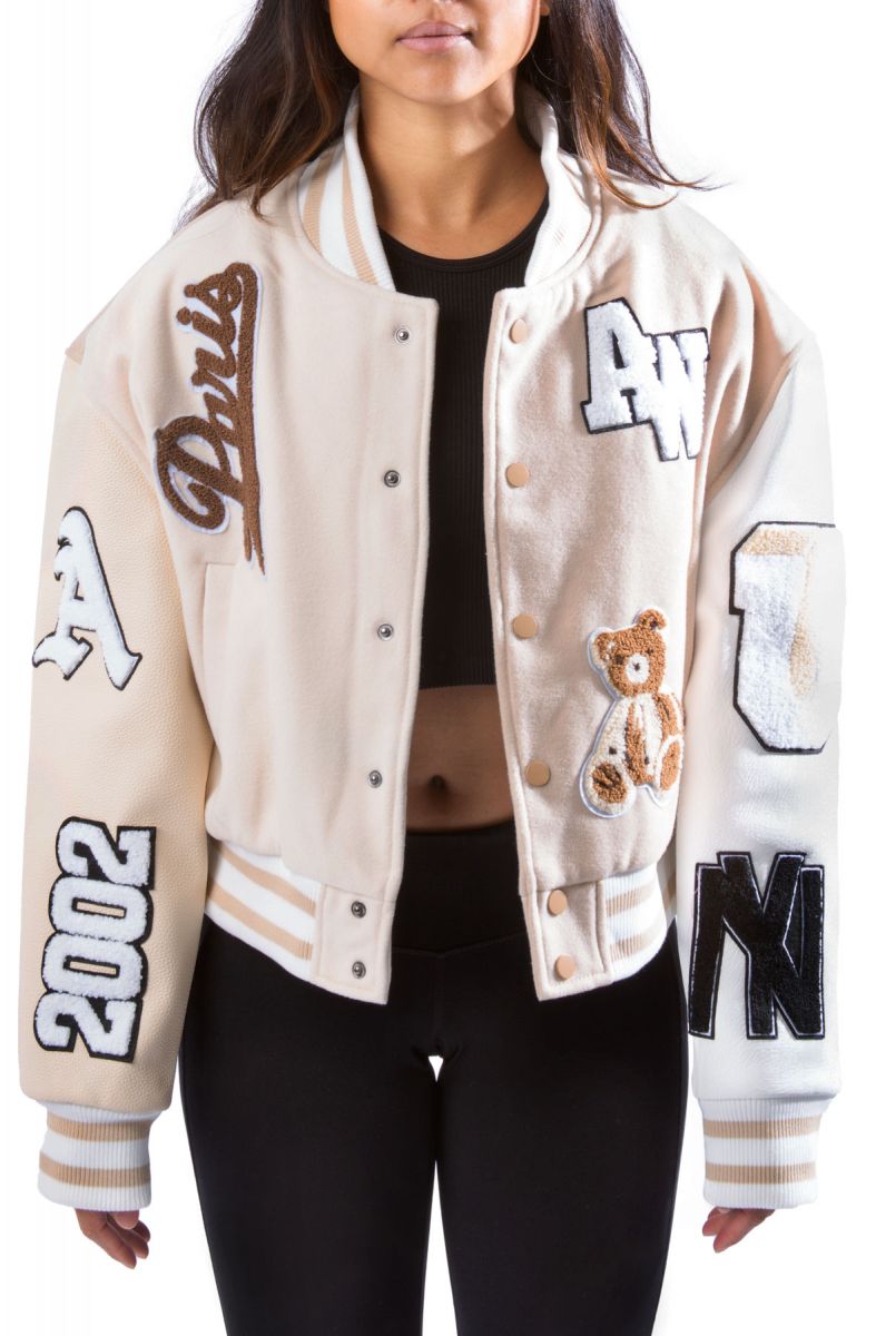 AZALEA WANG Beige Ruela Varsity Jacket 