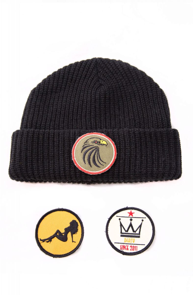 DIRTY RAZKAL Black Patch Beanie BLKBNIE_BLK_OS Karmaloop