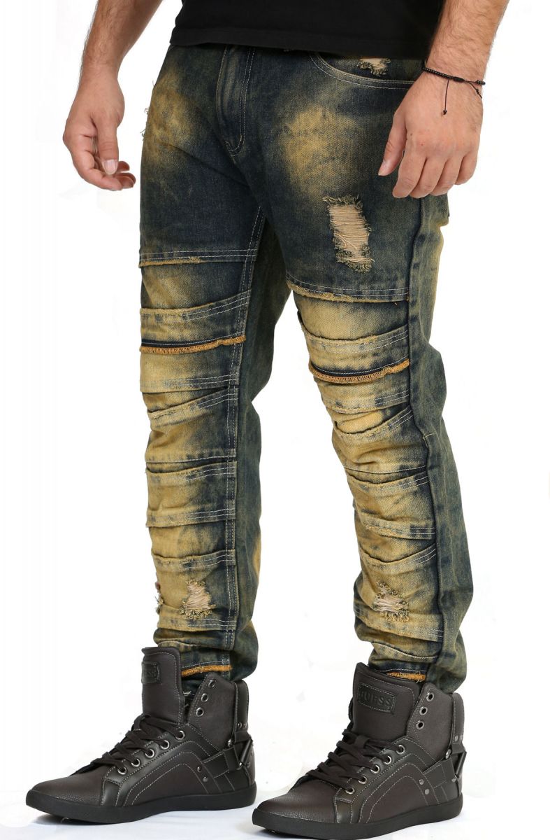 SPOILED PEASANTS Distressed Stacked Jeans in Sand TG22-30-2-1000