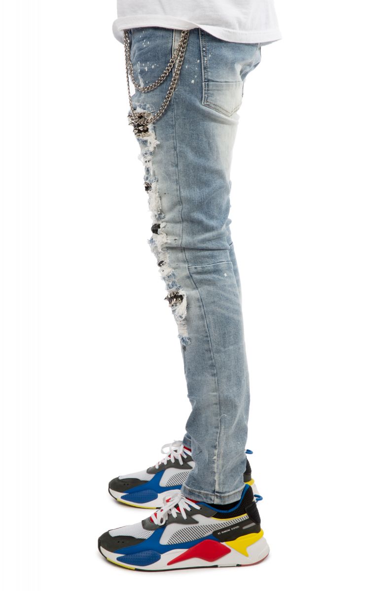 SMOKE RISE Chainmail Jeans JP20636HBLUE Karmaloop