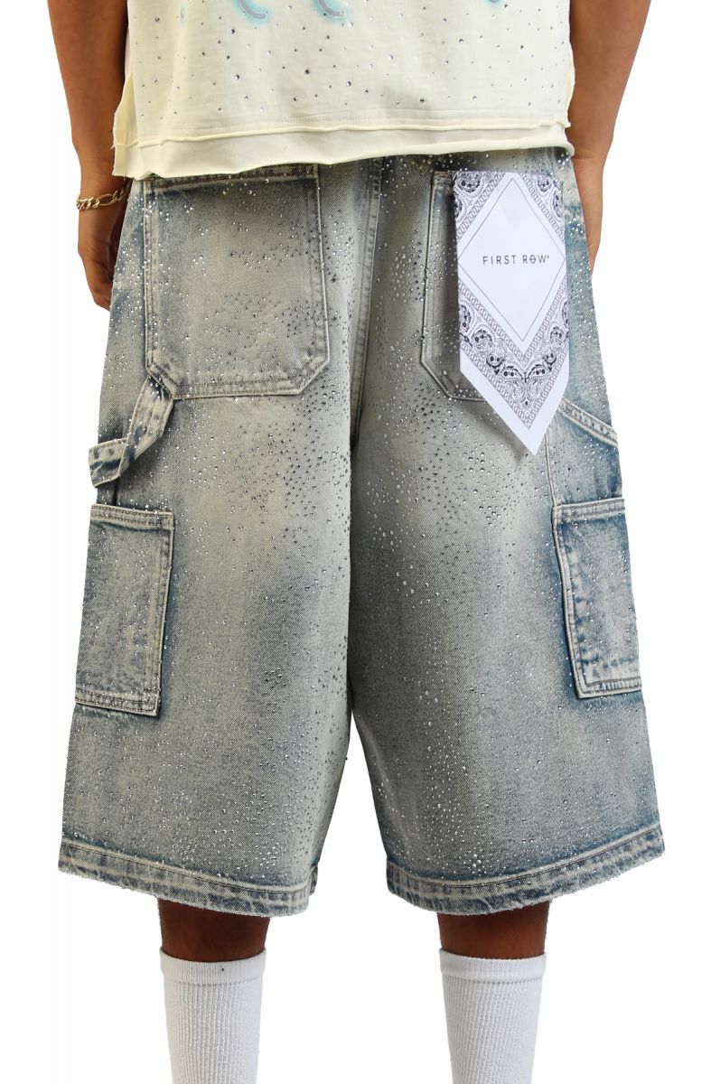 FIRST ROW Rhinestone Denim Jort Shorts FRS3024-TINT - Karmaloop
