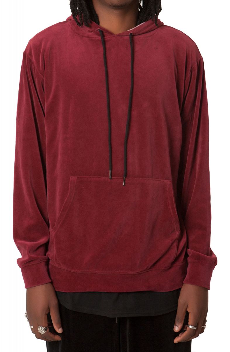 burgundy velvet hoodie