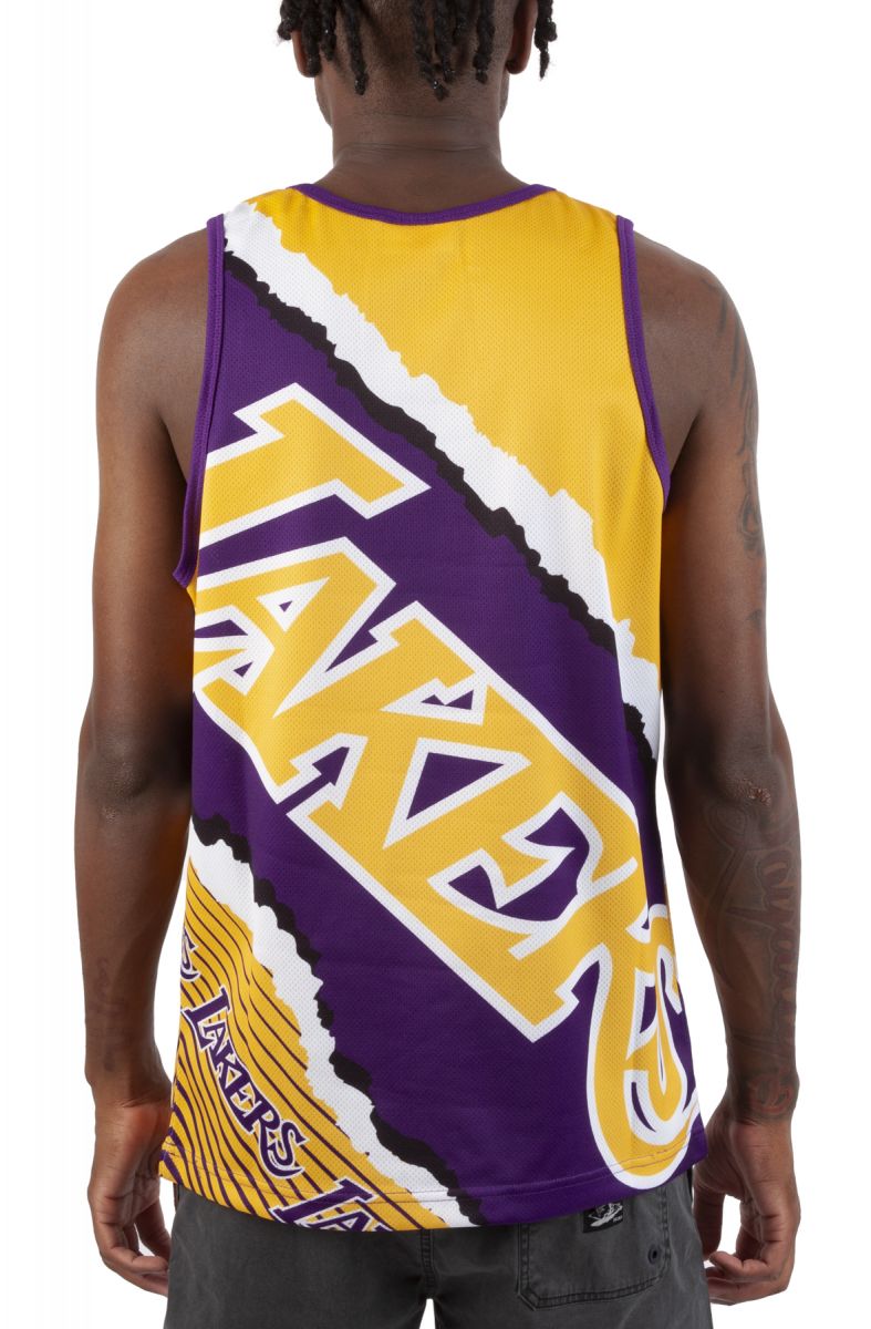 Los Angeles Lakers Big Face 2.0 Mitchell & Ness NBA Jersey Yellow