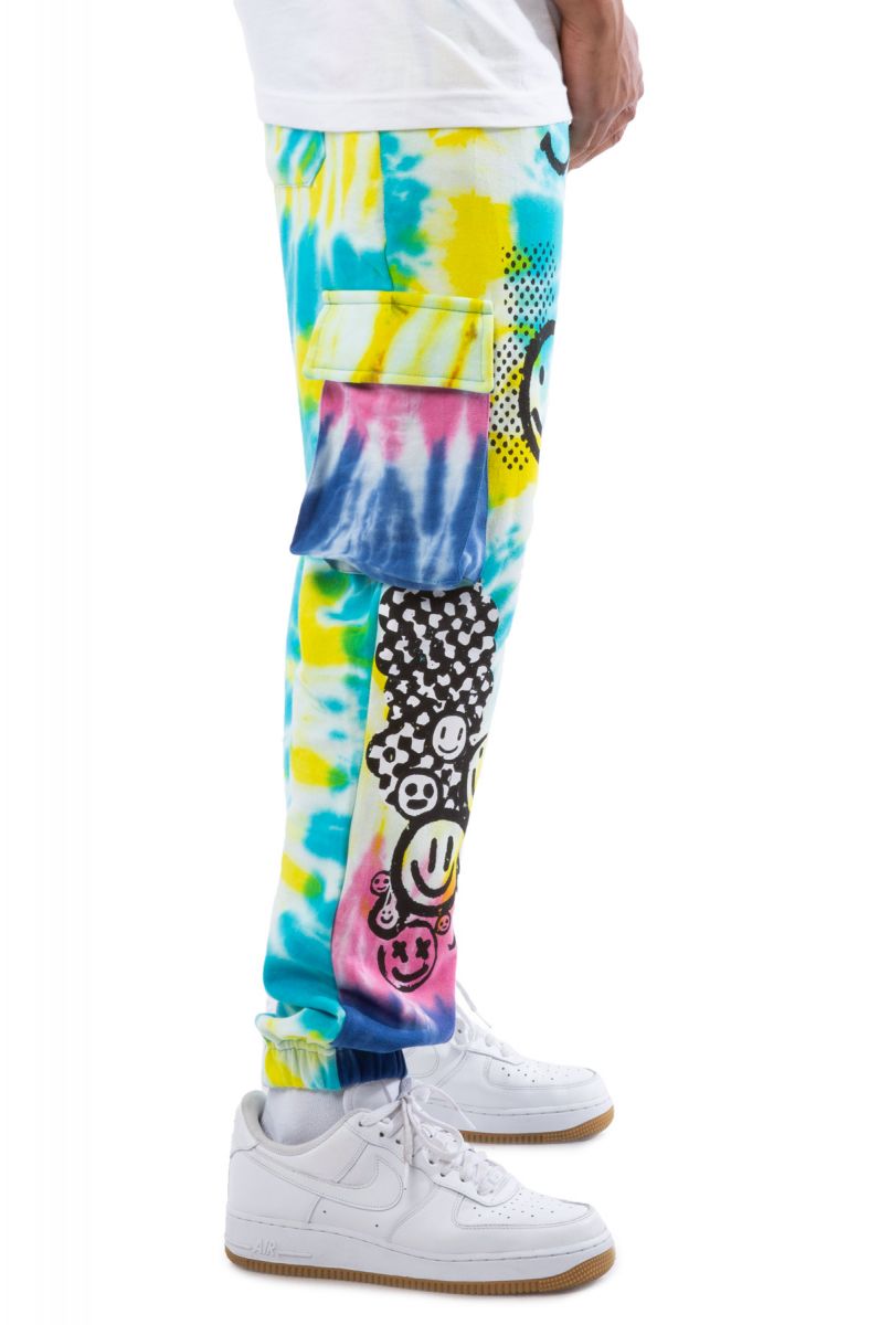 black bleach tie dye joggers