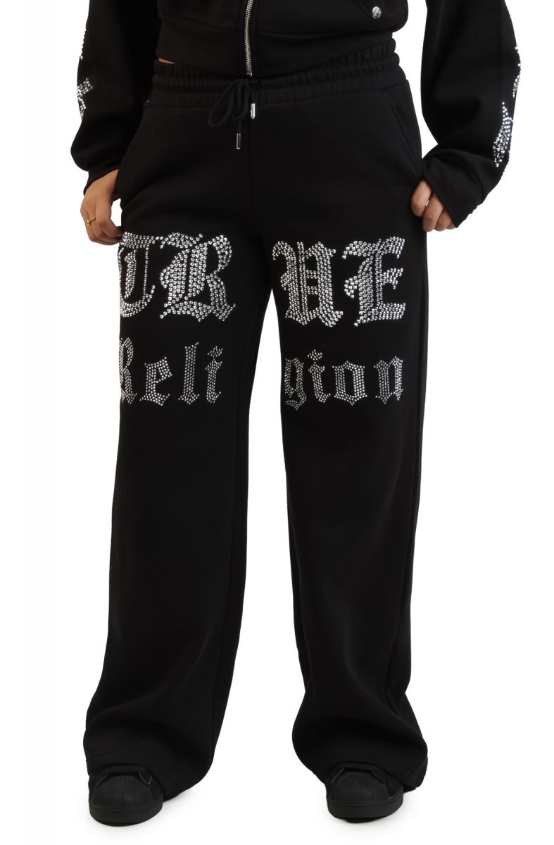 TRUE RELIGION Crystal Script Wide Leg Sweatpant 209710-1001 - Karmaloop