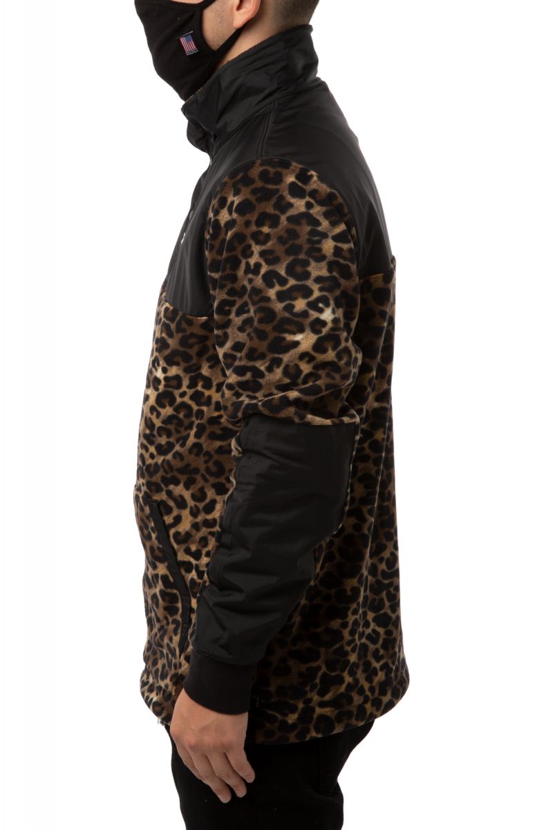 vans check me out leopard print fleece anorak jacket