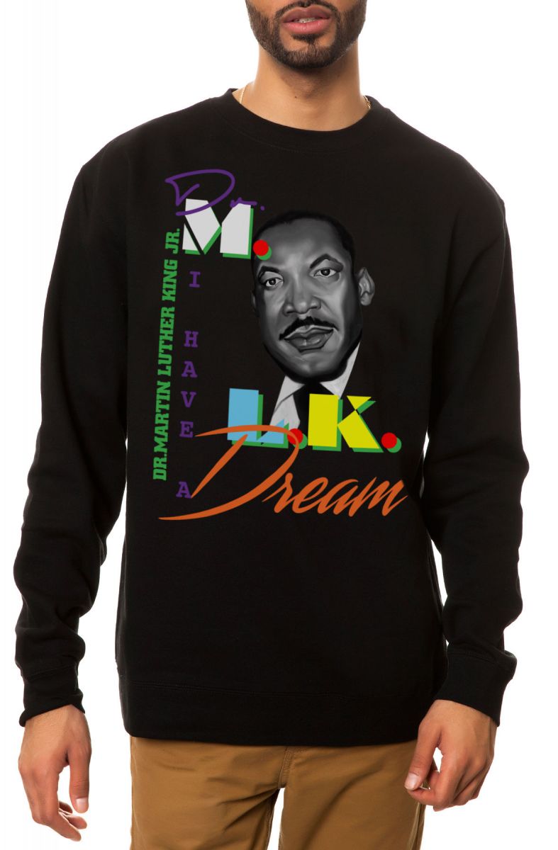 ONE DEGREE The MLK Dream Crewneck Sweatshirt in Black SV-MLKDREAM-CREW